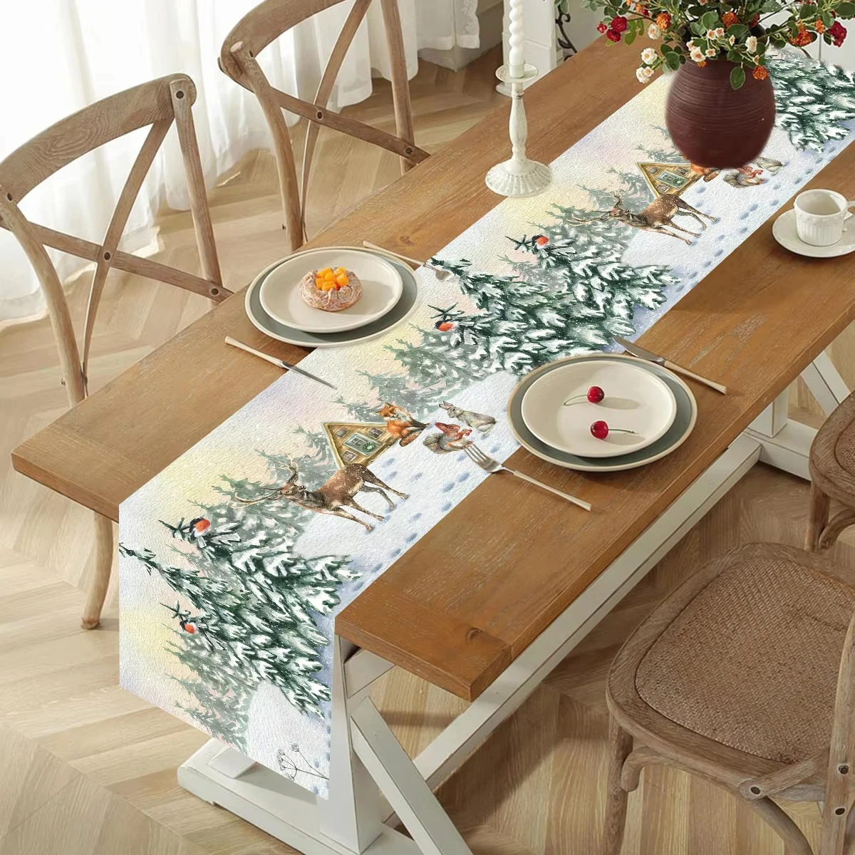 1piece Christmas Table Runner Happy Xmas Home Decor 2026 Christian Table Flag Cover Christmas Gift New Year Tablecloth