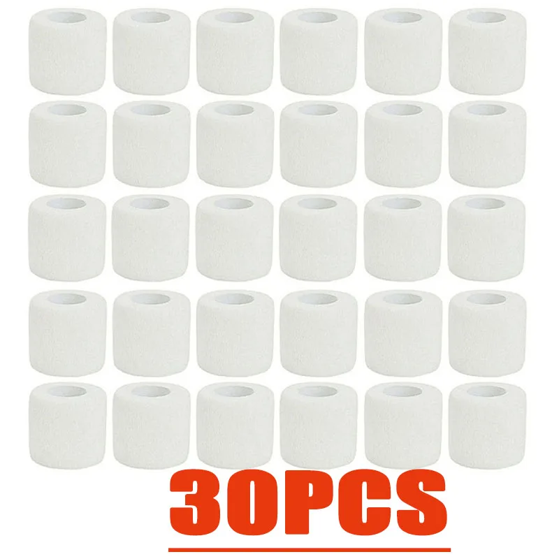 3/6/12/24/30 Piezas de Vendajes Elásticos Cohesivos Autoadhesivos Blancos para Primeros Auxilios, Cinta Deportiva para Esguinces y Hinchazón de Muñecas y Tobillos