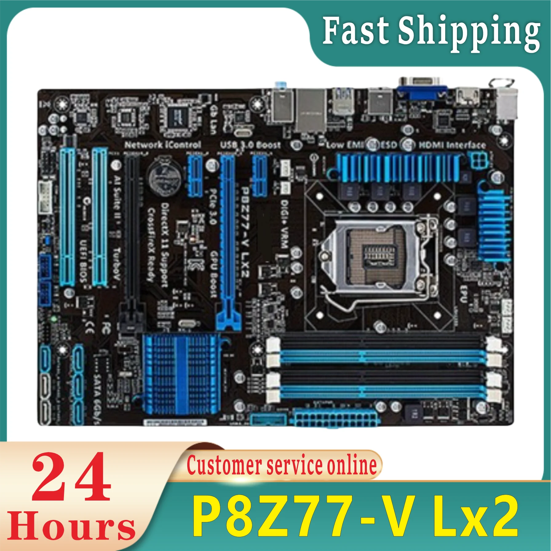 100% testing P8Z77-V LX2 desktop computer board Z77 slot LGA 1155 i3 i5 i7 DDR3 32G SATA3 USB3.0 ATX computer board