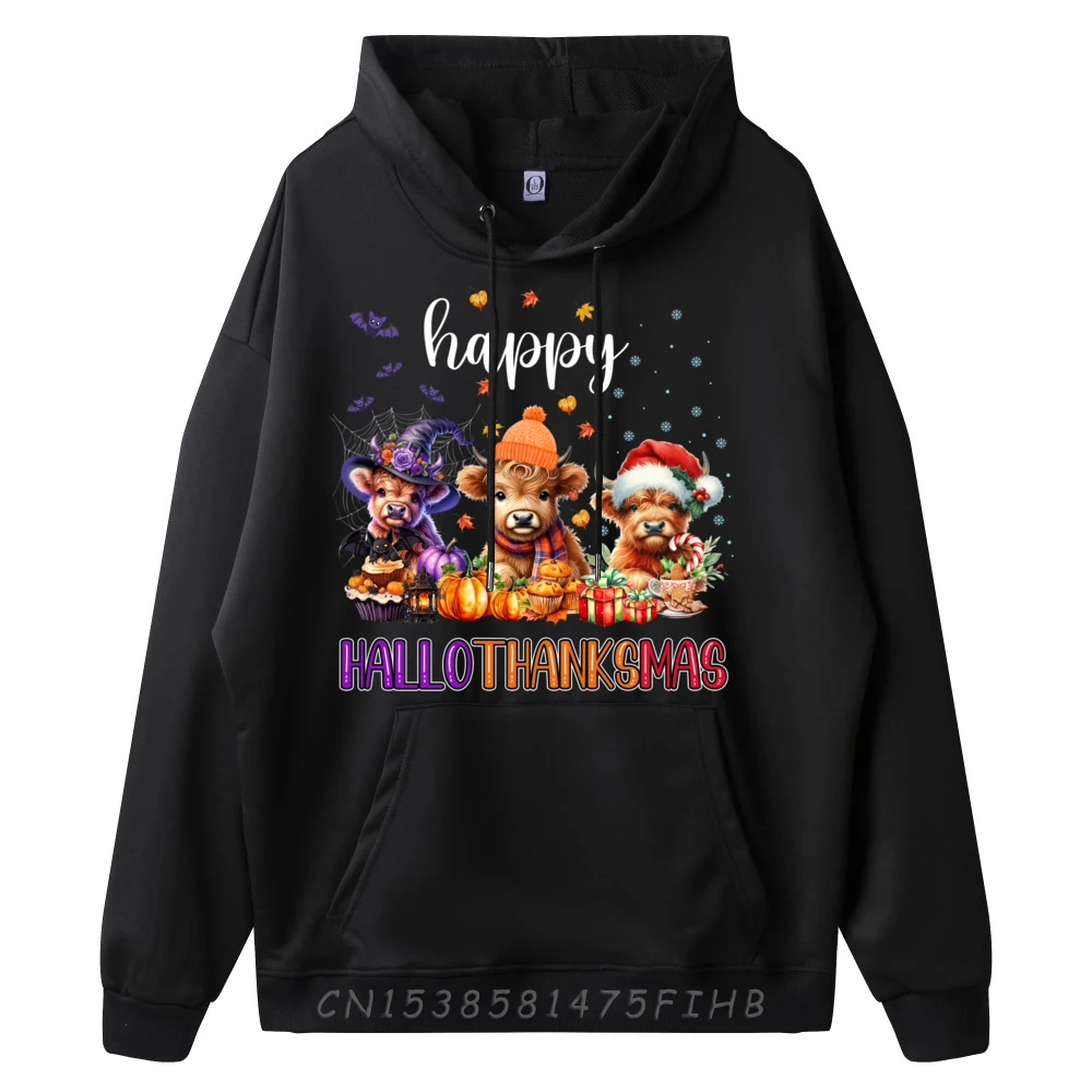 Happy Hallothanksmas Highland Cow Halloween Wesołych Świąt 3XL Odzież męska Męskie markowe ubrania Koreańskie