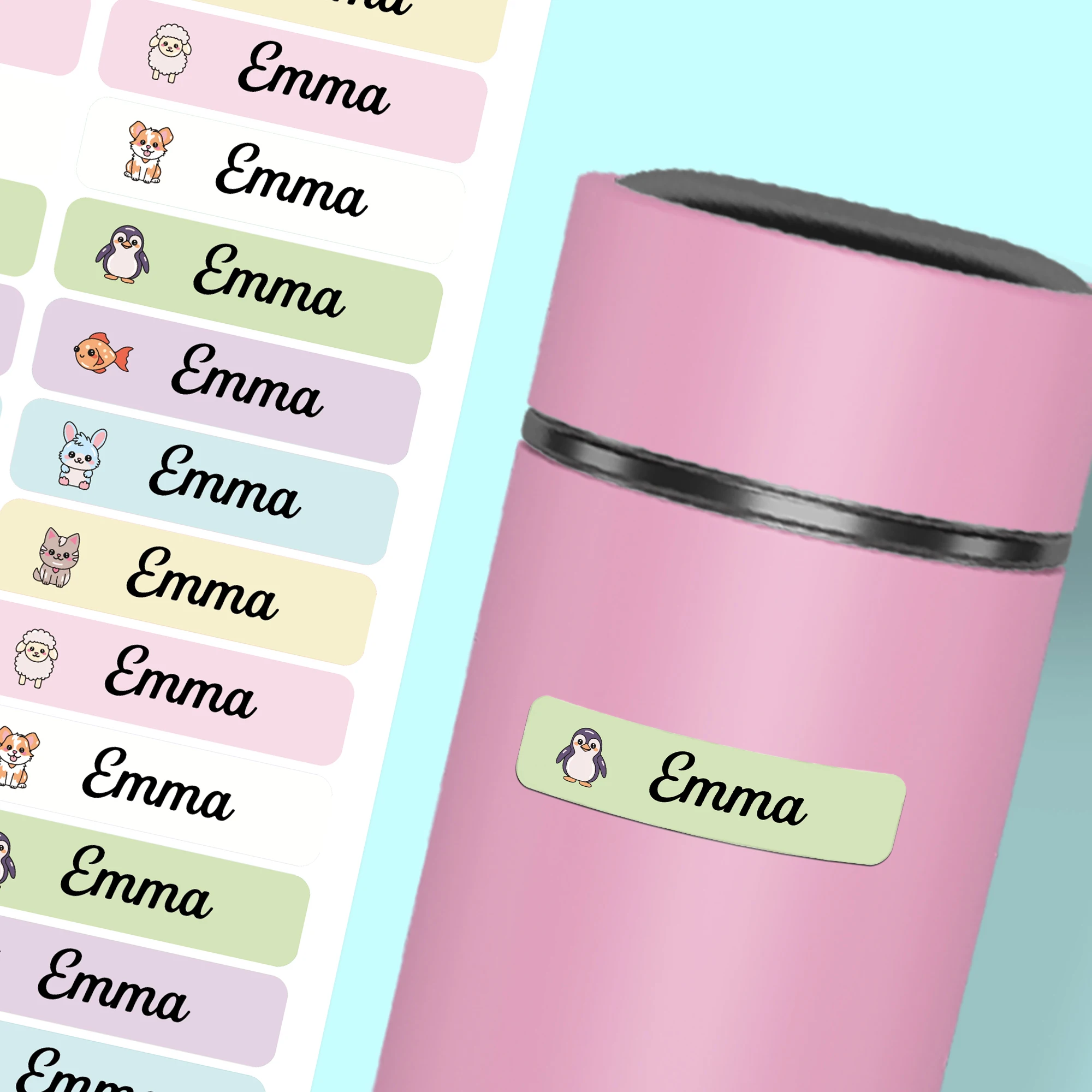 Personalized Name Tags Animals Stickers First Name Waterproof Stationery Decals Adhesive Label Children Bottle Tag For Kids