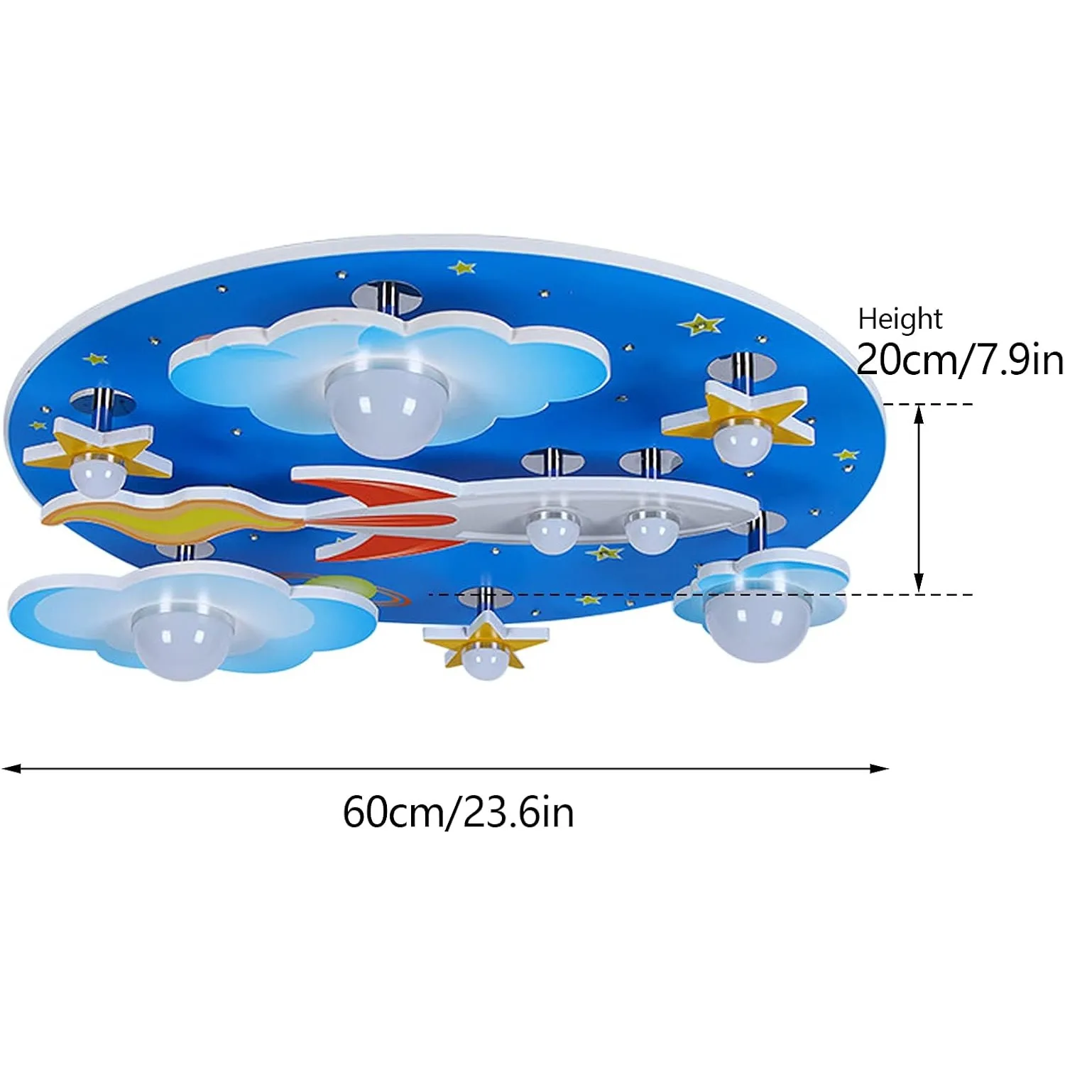 مصابيح LED حديثة مثبتة على السطح للأطفال، ضوء سقف LED قابل للتعتيم، ضوء سقف على شكل نجمة كرتونية إبداعية، نجمة طائرة سحابة كرتونية 8 لتر #5