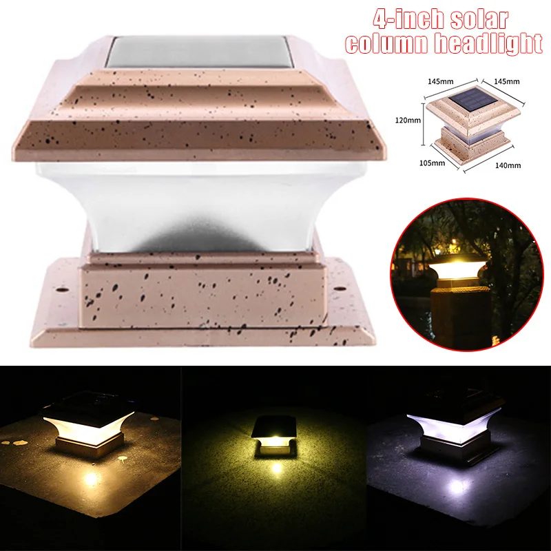 4 Inch Solar Post Cap Light 0 75w High Bright LED Ip44 Waterproof Solar Panel For Garden Fence Pathway Yard Decoration Props
