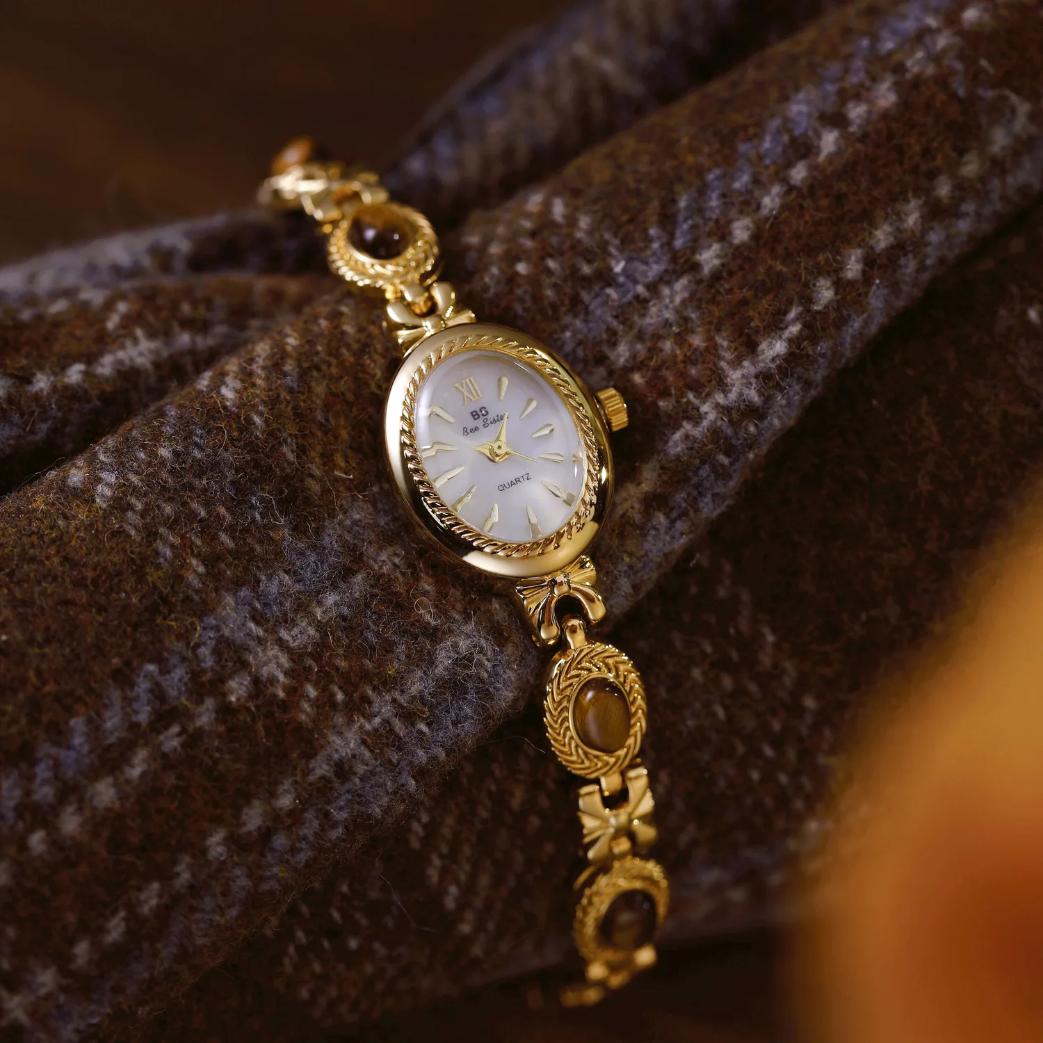 Frauen Uhren Luxus Armbanduhren Damen Natürliche Tigerauge Stein Mirad Farbe Serie Premium Weibliche Elegante Uhr Frauen