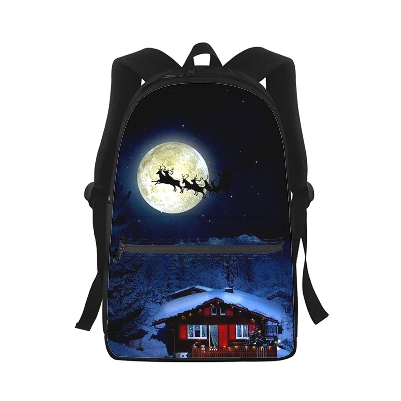 Mochila navideña de Papá Noel para hombre y mujer, bolso escolar con estampado 3D, mochila para ordenador portátil, bolso de hombro de viaje para niños