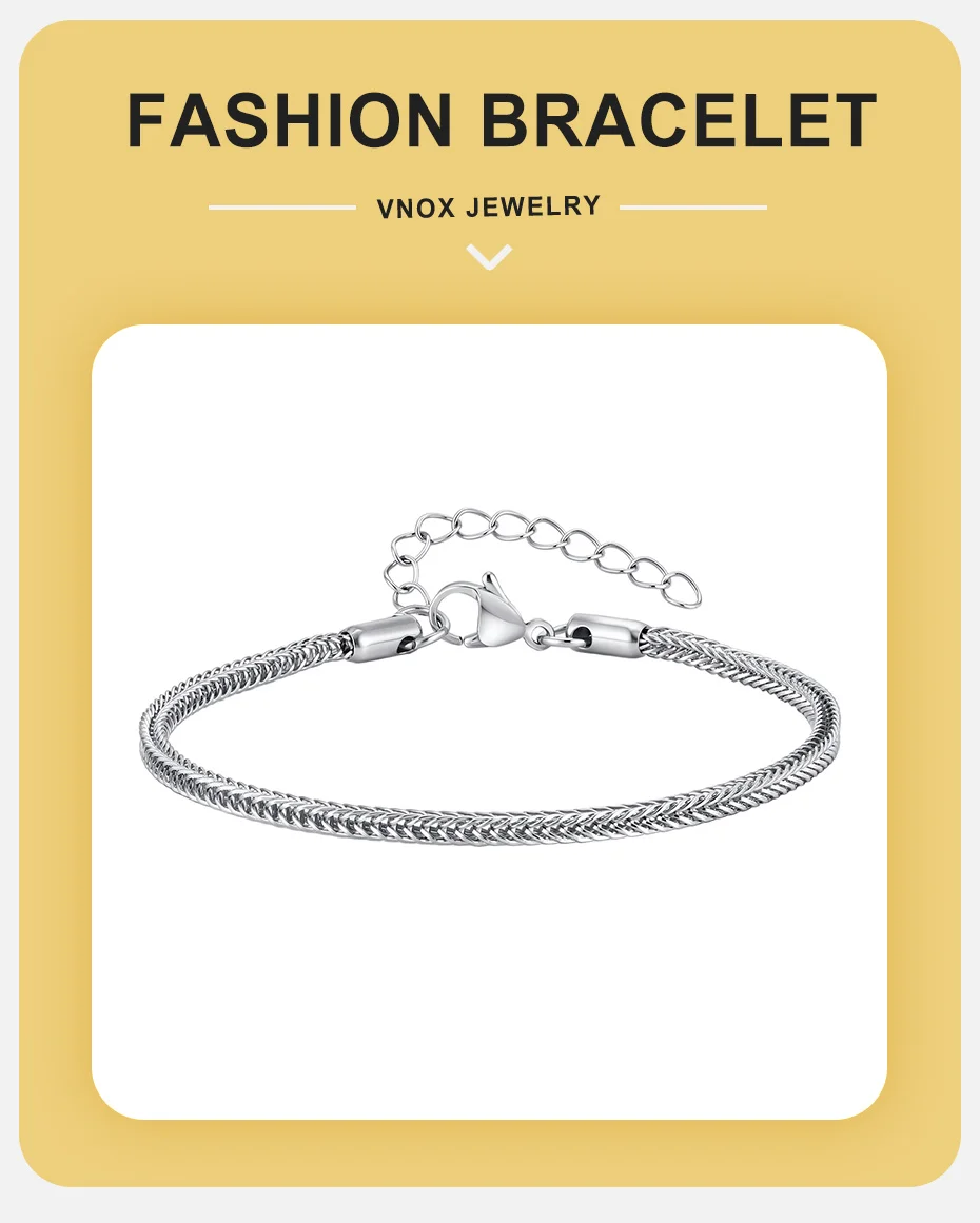 Vnox 2,4 mm breites Gliederkettenarmband aus Edelstahl, verstellbares Armband, minimalistischer Schmuck, Geschenk für Damen und Herren, für den täglichen Gebrauch – Detail 1