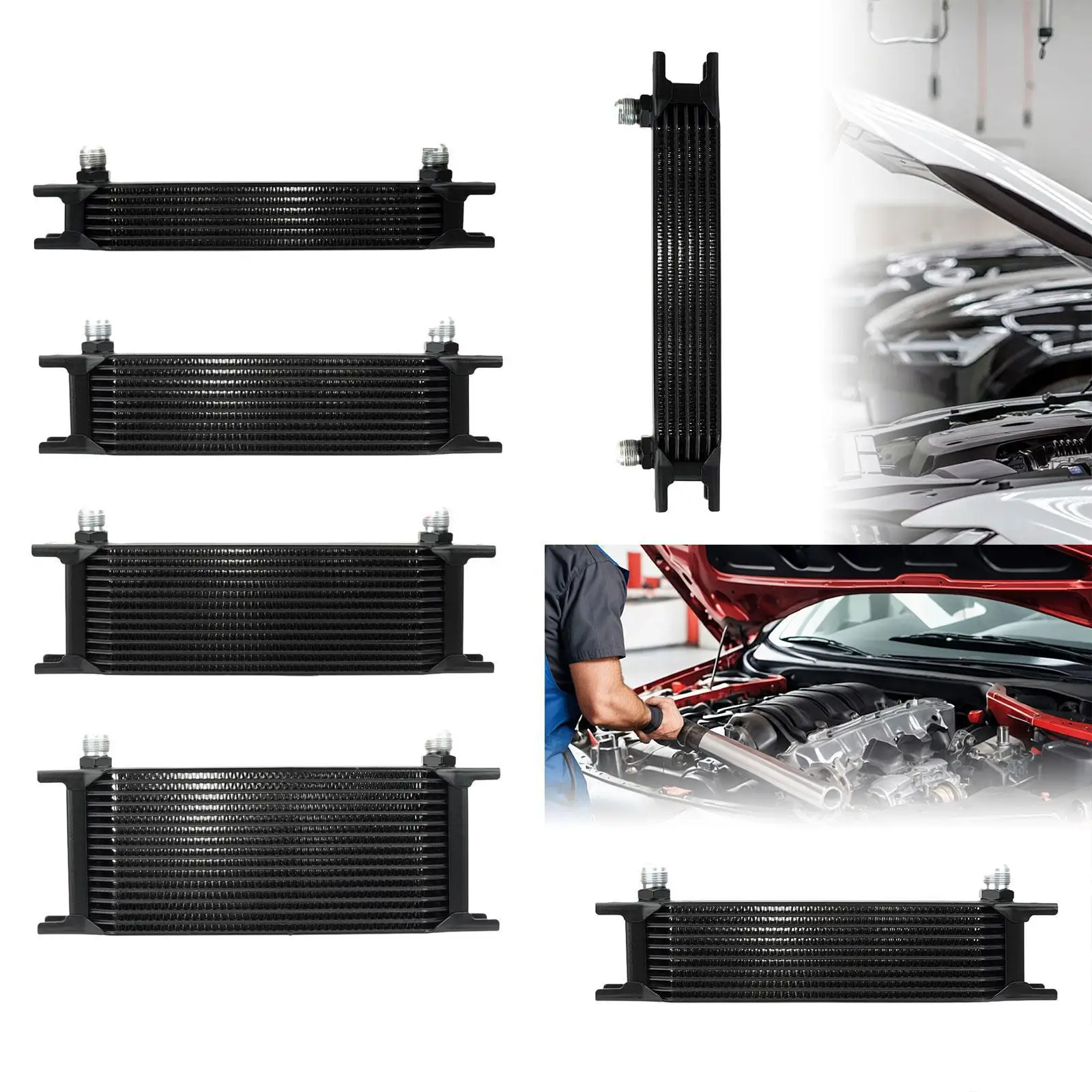 Transmission Oil Cooler Kit High Efficiency Stacked Plate Universal Aluminum Alloy Radiator Assembly for Trailer Truck RV