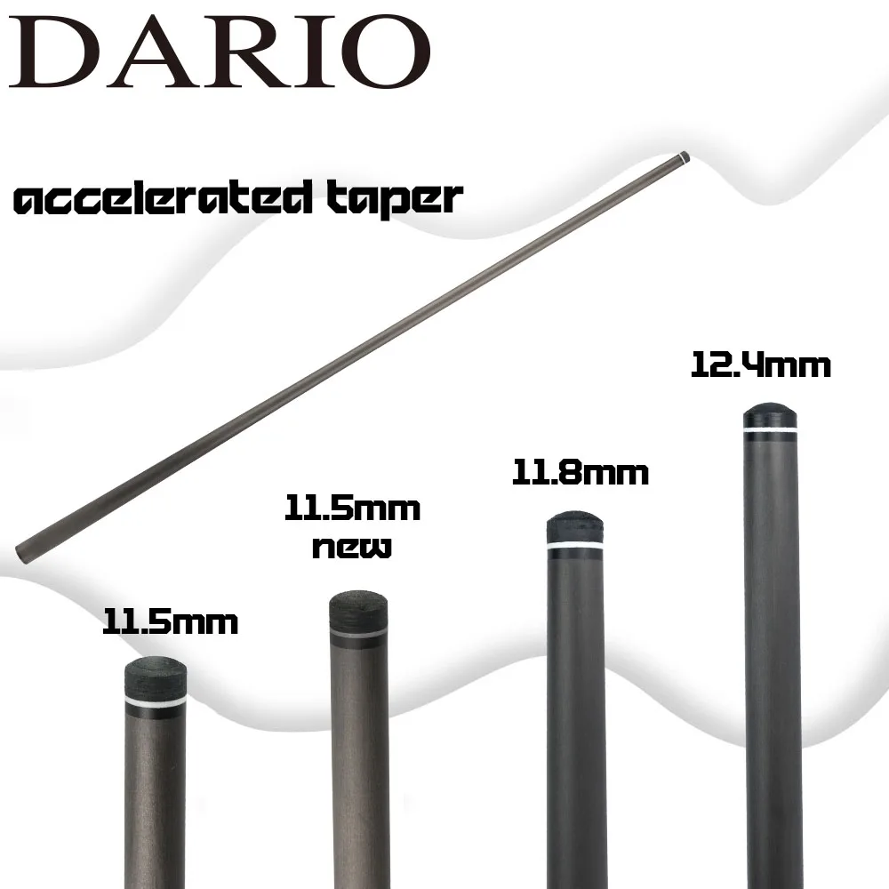 

Карбоновый шафт DARIO с низким уровнем деформации и ускоренным конусным сужением, наконечник 11.5мм/11.8мм/12.4мм, профессиональный шафт для бильярдного кия
