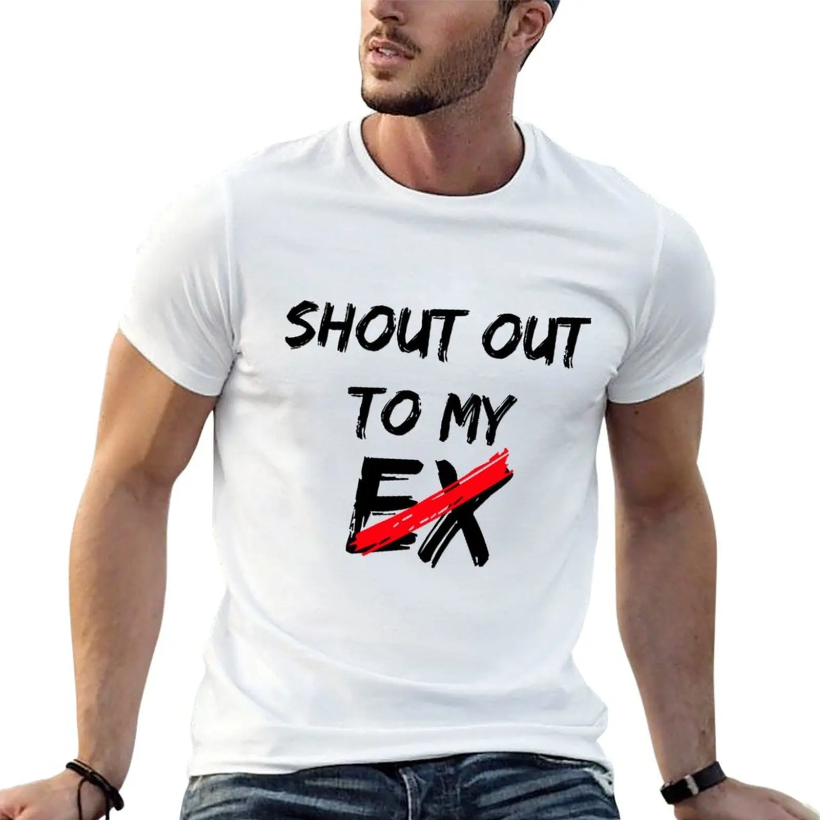 Camiseta Deportiva de Manga Corta Dry Fit para Correr, con la inscripción 'Shout out to my ex'