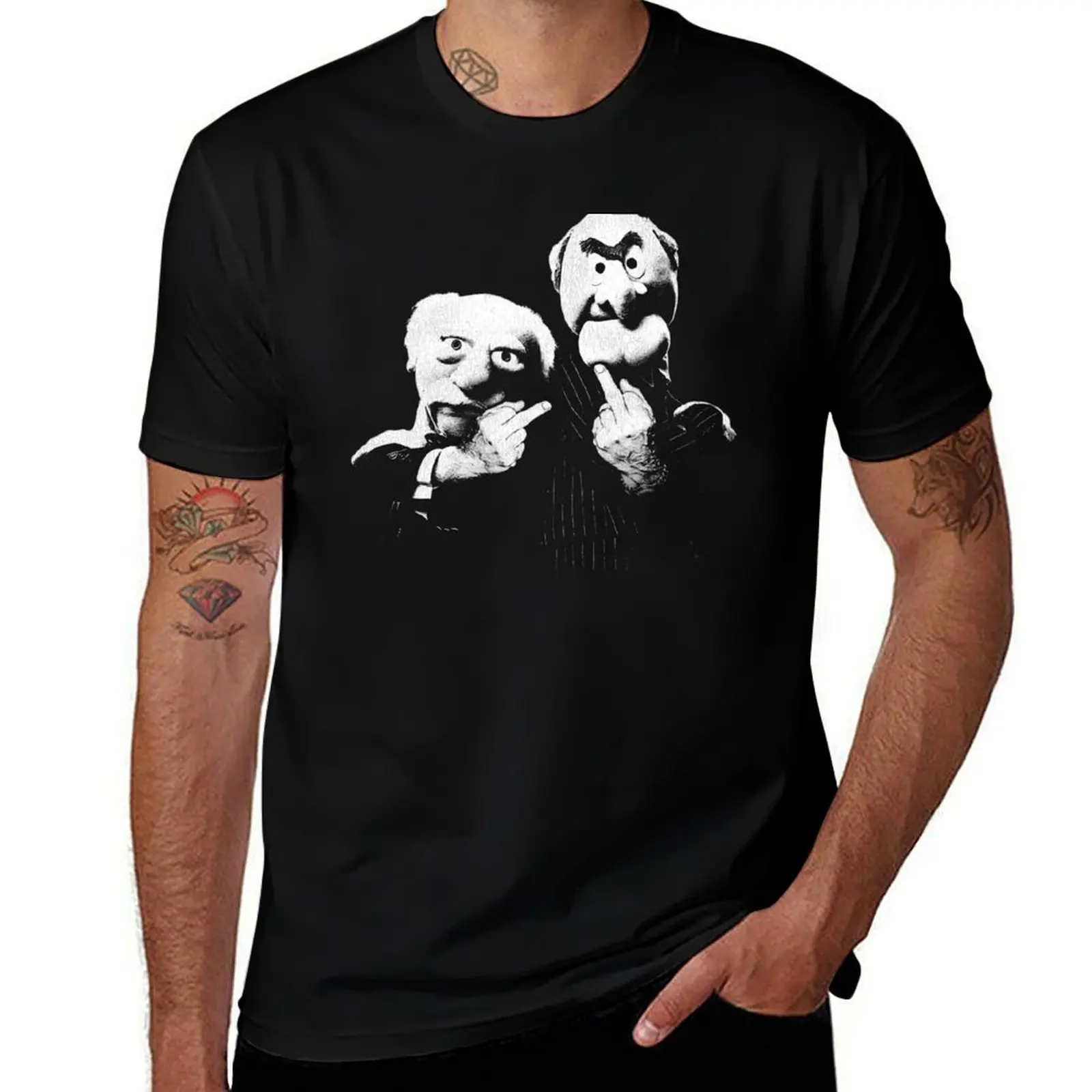 

Statler and Waldorf Middle Finger T-Shirt man t shirt designer t shirt men 100% cotton luxury brand t shirts cotton 100% T-Shirt