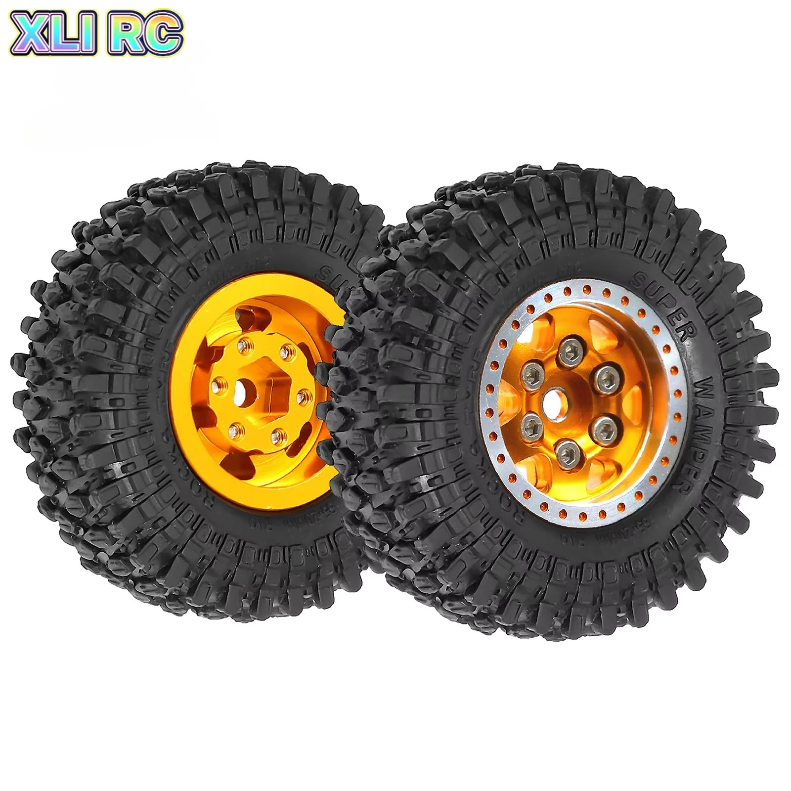 RED SPIDER 1.0 wheels Metal Beadlock Wheel Rims Rubber Tires Set for 1/18 1/24 RC Crawler Car Axial SCX24 FMS FCX24 Parts