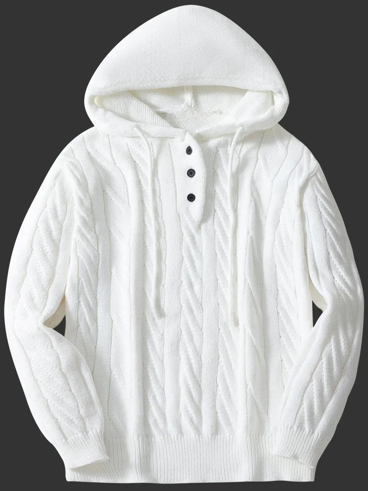 

Men's Knitted Hoodie Sweater Twist Flower Dstring Casual Long Sve Sweatirt Comfortable Breathable Moisture ng