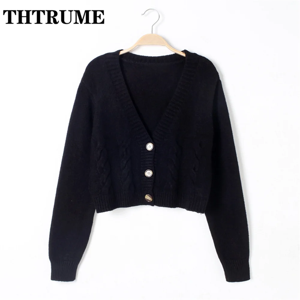 Sexy V-Neck Loose Sweaters Fashion Women Long Sleeve Autumn Knit Korean Single Breasted Jumpers Tops Casual Office Lady Cardigan