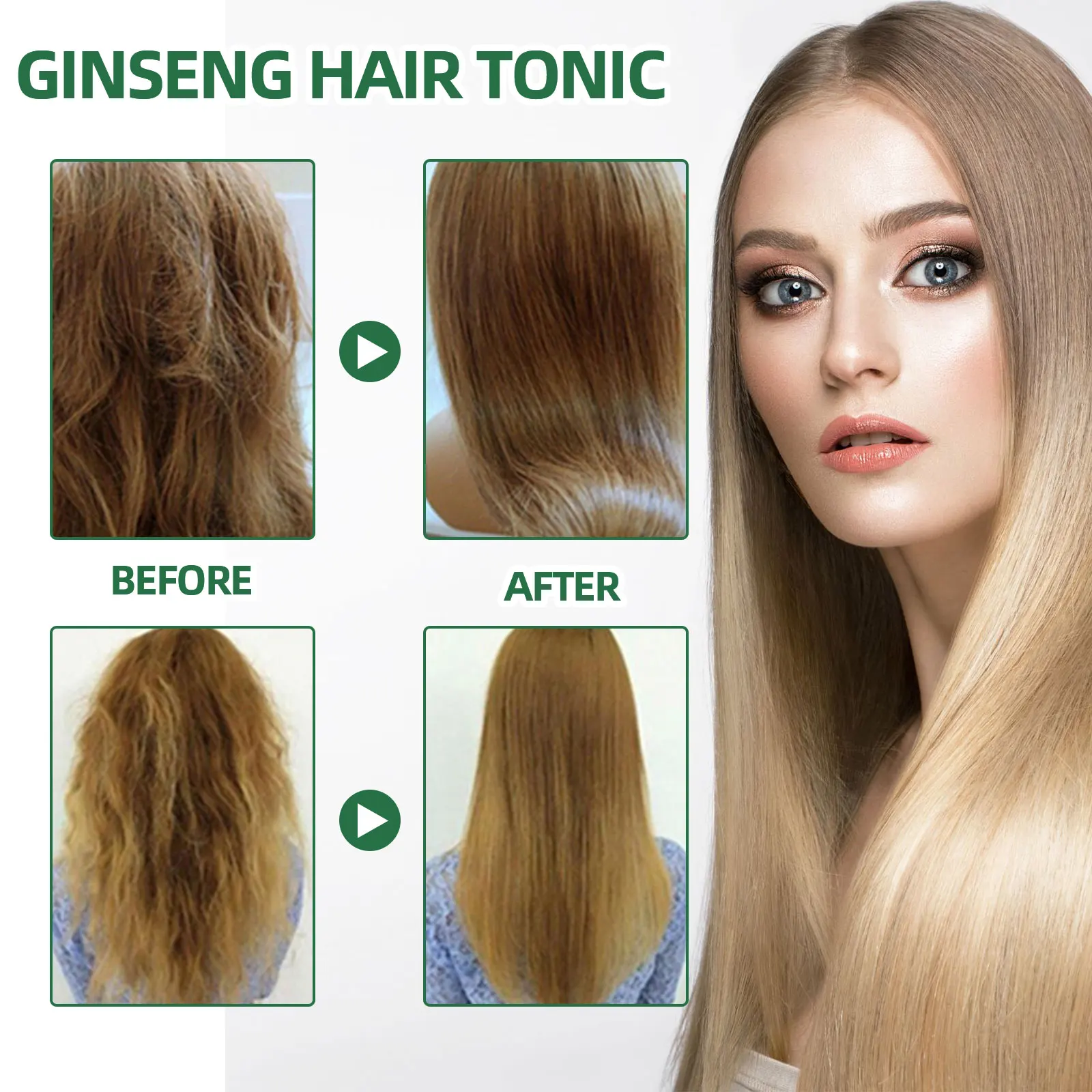 Natural Herbal Ginseng Hair Care Spray Moisturize Hair Remove Excess Sebum Prevent Hair Loss Nourish Scalp Essence Spray