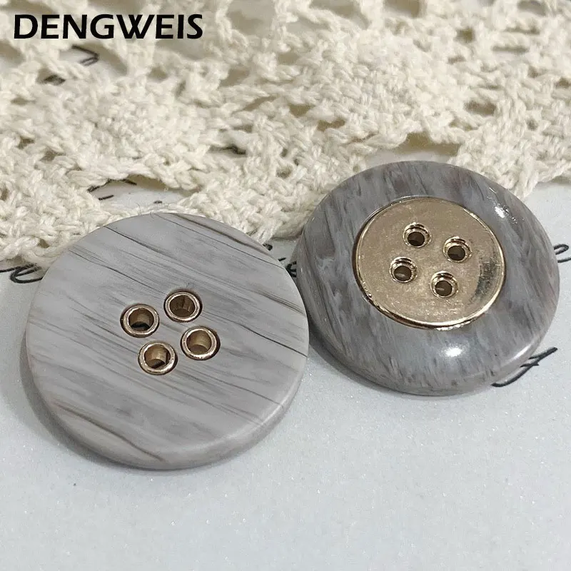 4-Holes Round Resin Metal Clothes Sewing Buttons Men and Women Coats Suit  Overcoat Cardigans High-Grade DIY Accessories Button