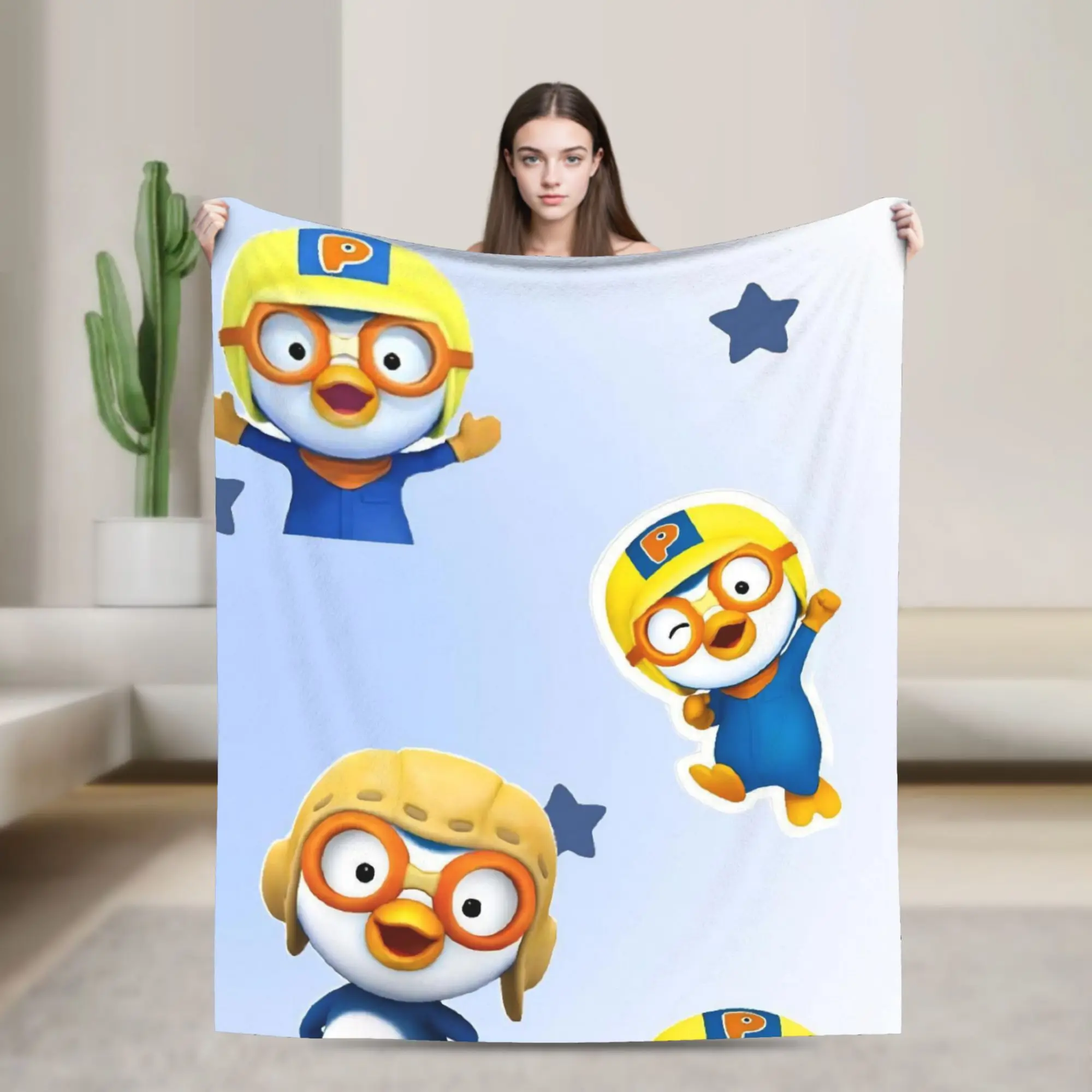 Pororos Flannel Throw Blankets Blankets for Home Bedroom Lightweight Bed Rug,