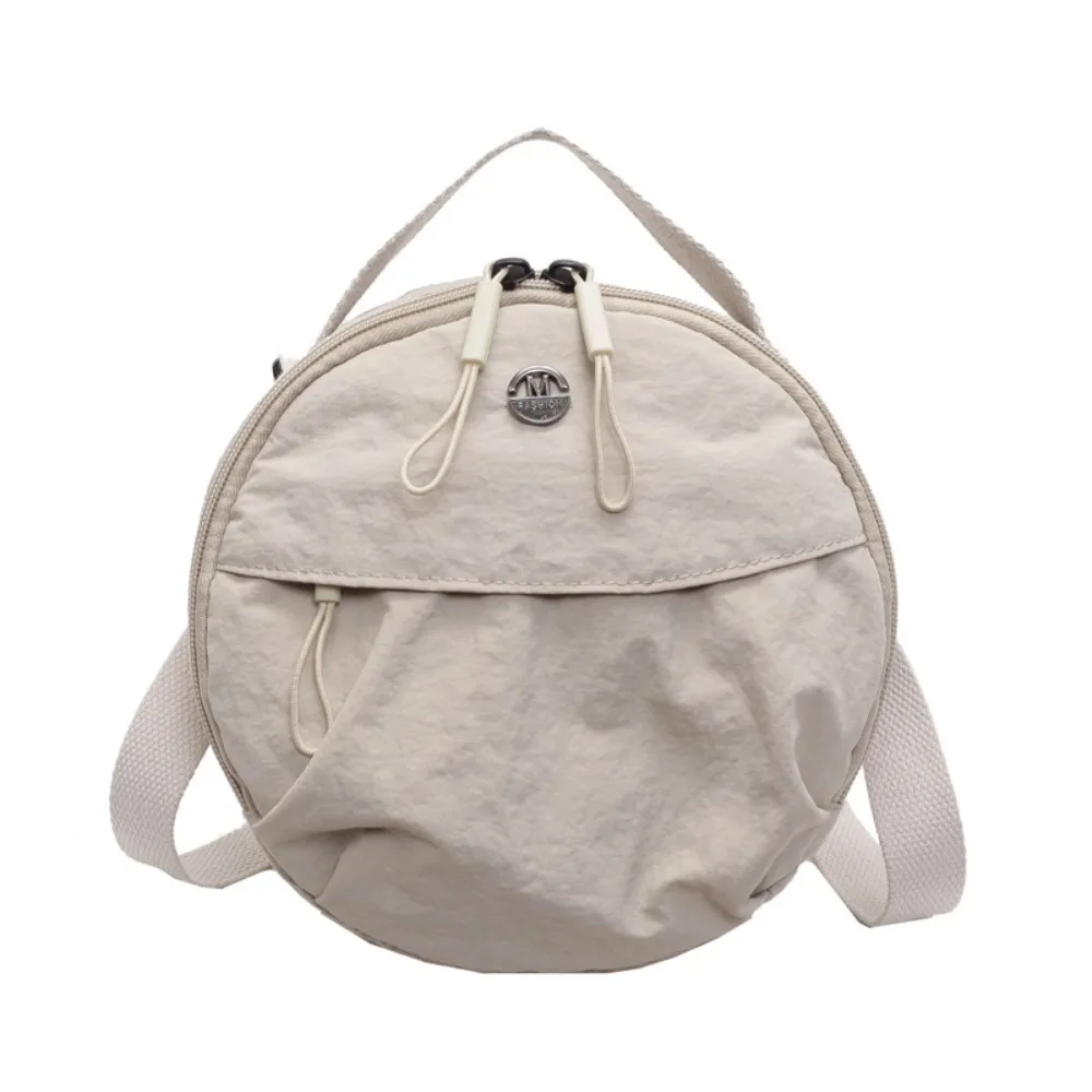 

Korean Style Nylon Shoulder Bag Purse Mobile Phone Storage Small Round Bag Solid Color Handbags Mini Crossbody Bag Outdoor