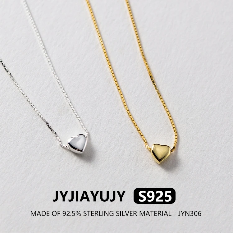 

JYJIAYUJY 100% Whole Original Sterling Silver S925 Pendant Necklace In Stock 5MM Smooth Heart Fashion Daily Wear JYN306