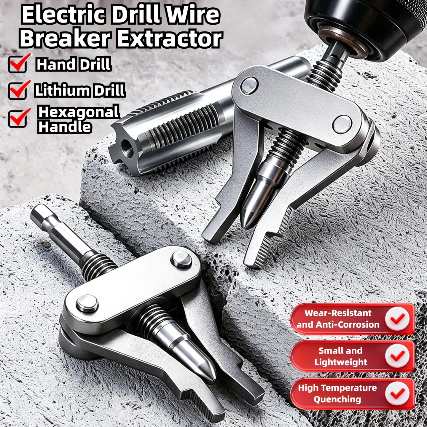 Universal Broken Pipe Extractor Tool 2 Jaw Internal Puller Hex Shank Power Drill for PPR PVC MPP Plastic Pipes Plumbing Repair