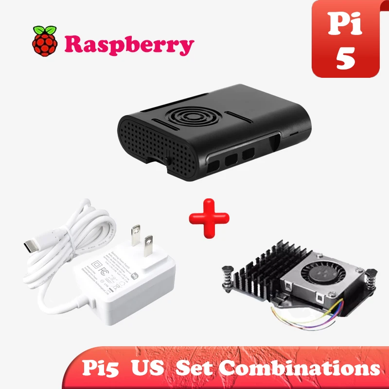 

Raspberry Pi pi5 generation universal ABS shell aluminum alloy cooling blower fan 27W gallium nitride power supply combination