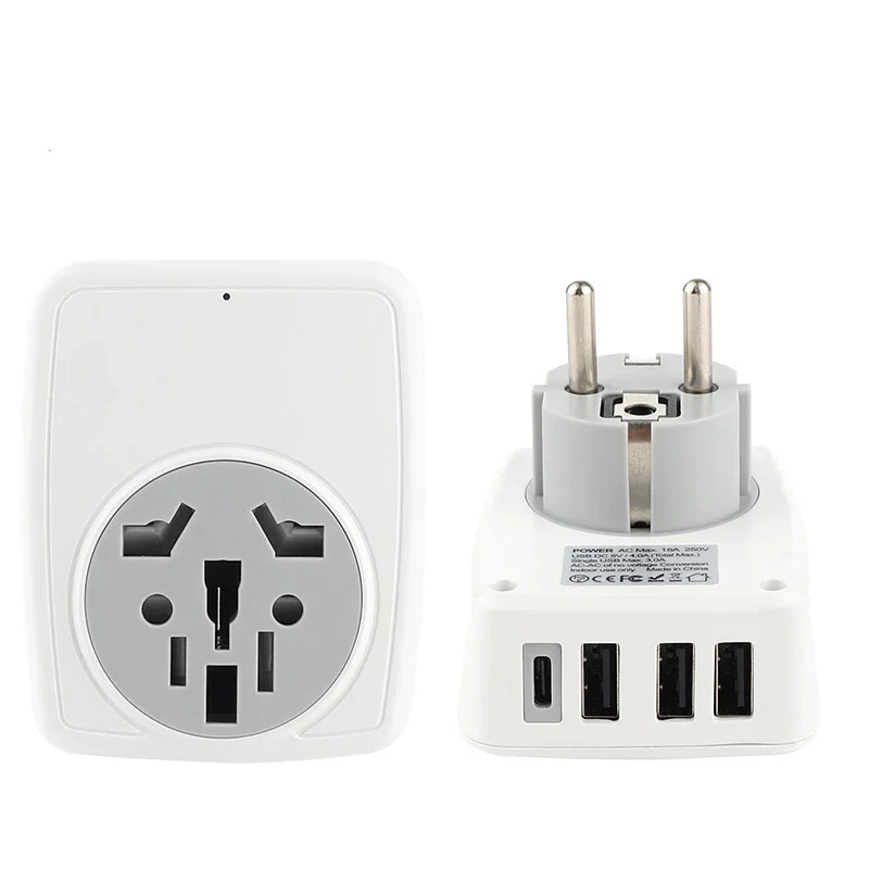 قطاع الطاقة الأوروبي مع 3 USB و 1 منفذ Type-C ، محول السفر ، تمديد مقبس الحائط ، منفذ محول التيار المتردد #2