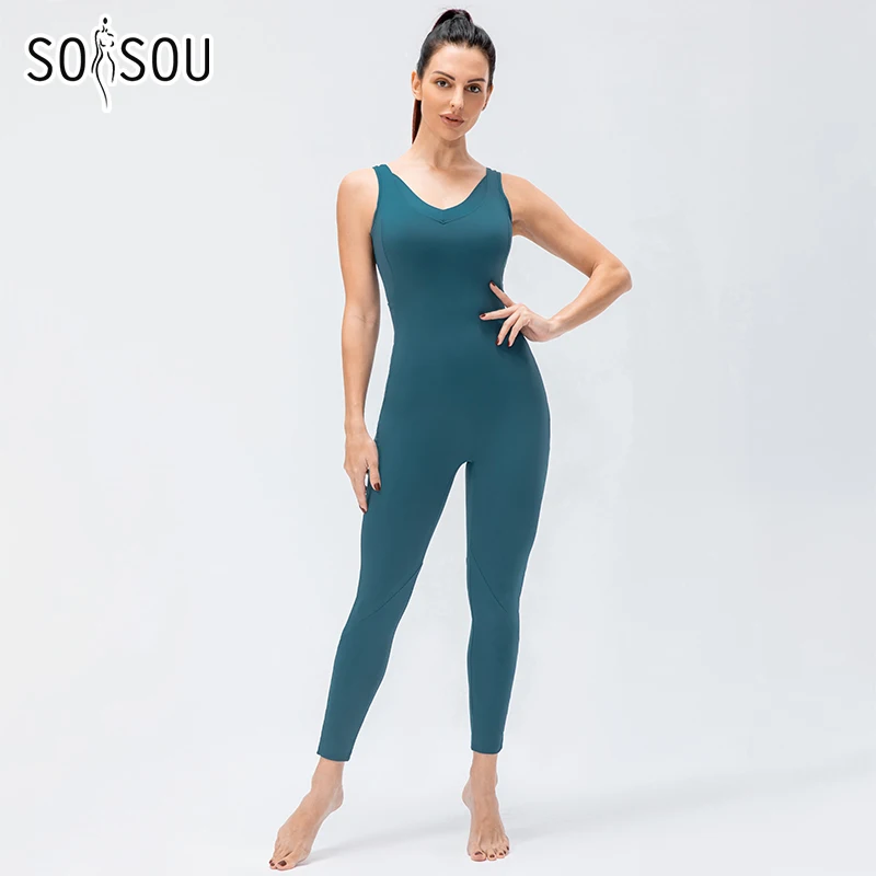 SOISOU All-in-one Yoga Set dresy sportowe damskie dresy odzież sportowa elastyczność Fitness trening treningowy odzież do tańca siłownia