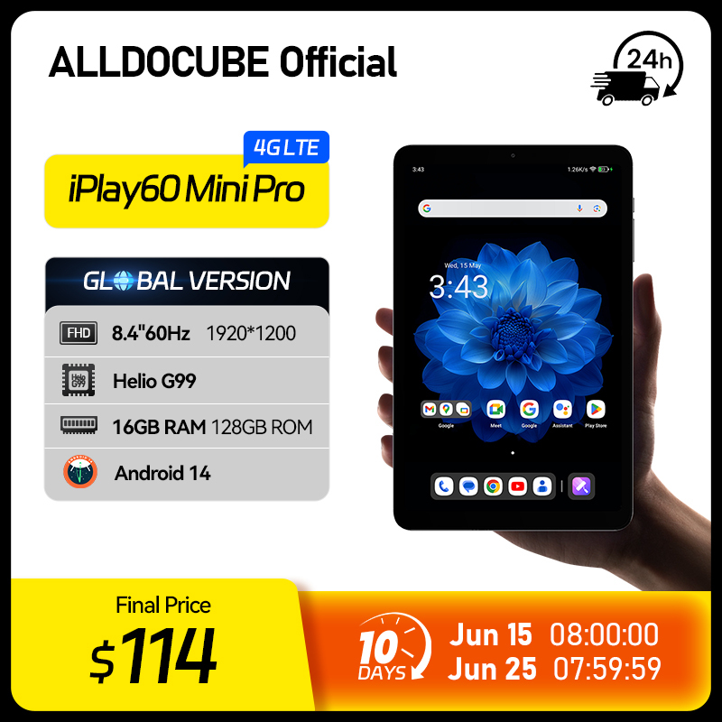 ALLDOCUBE iPlay60 Mini Pro Tablet 8.4" Display Helio G99 Android 14 16GB(8GB+8GB Virtual)RAM 128/256GB ROM 6050mAh 4G LTE Tablet