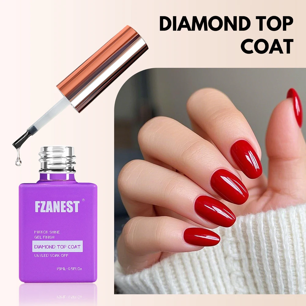 FZANEST Crystal Clear Diamond Top Coat Base Coat Langdurige nagelbeschermingsset Ultra duurzame krasbestendige nagelverzorgingsset