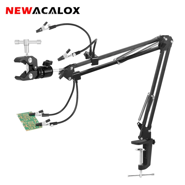 NEWACALOX 360 °   Obrotowy uchwyt na płytkę PCB Uchwyt na suszarkę do włosów Trzeci uchwyt do lutowania Pomocne dłonie Uchwyt na opalarkę Narzędzie spawalnicze