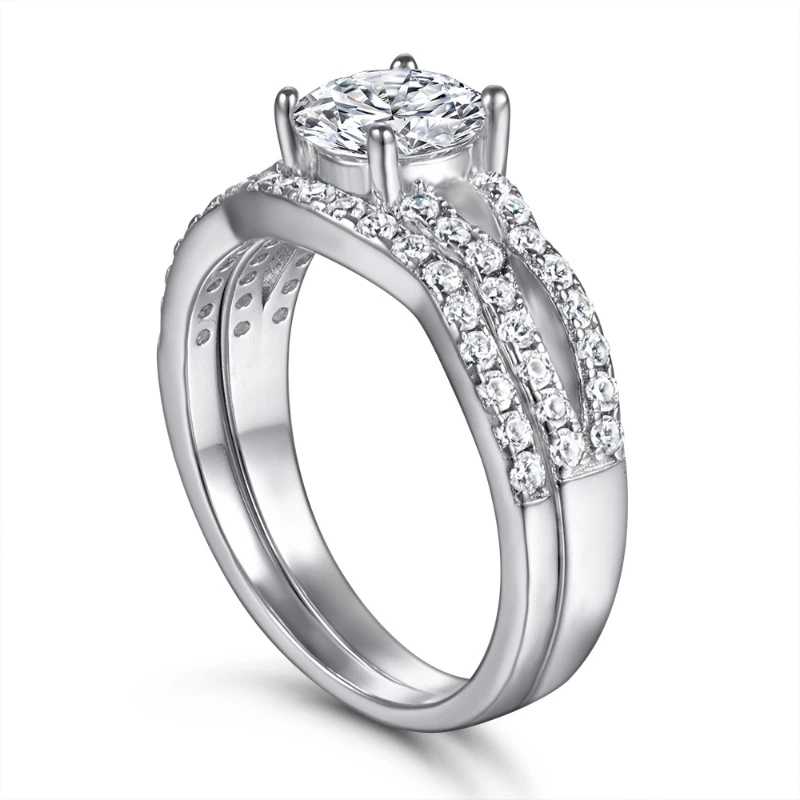 Ensemble de matiques de fiançailles Moissanite en argent regardé S925 pour femme, cadeau de mariage, document D, 1 carat