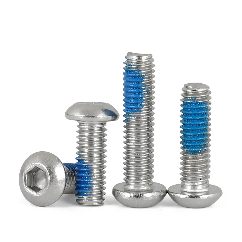 304 Stainless Steel Hex Socket Button Head Thread Locking Screws M2-M6 Nylok Anti-Loose Fasteners for Electronics DIY Repair