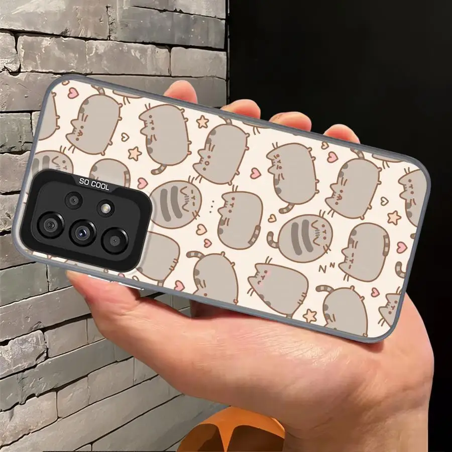 Чехол для Samsung Galaxy A26 A50 A15 A16 A71 A14 A24 A25 A56 A23 A17 A54 A31 A07 A12 A72 A51 A04 A34 A05 Phone P-Pusheens cat