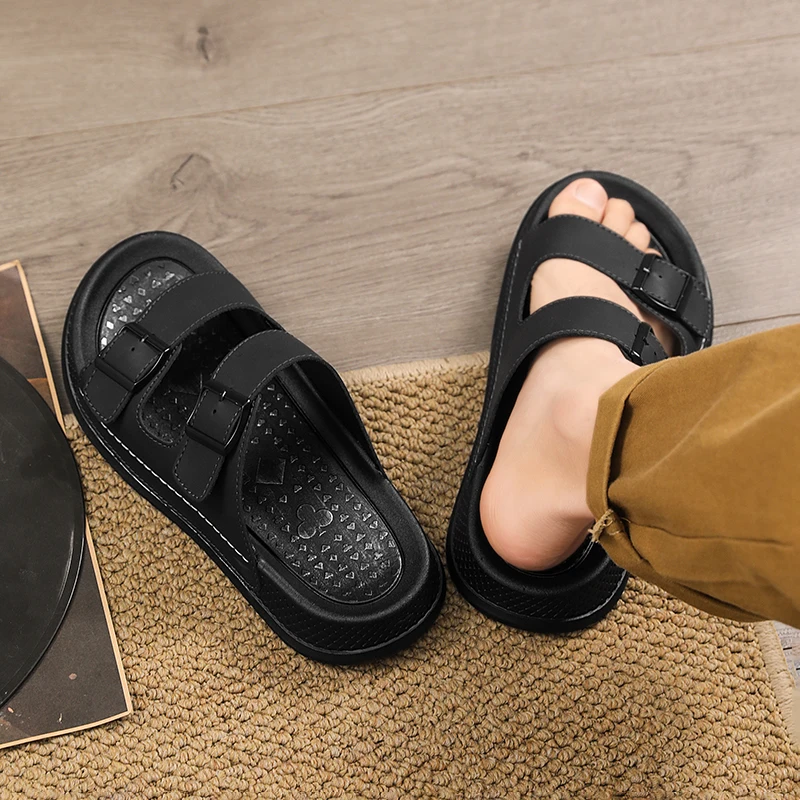 Men EVA Lightweight Birken Shoes Slides Slippers With Adjustable Double Straps Slip on Rubber Sandals Flats