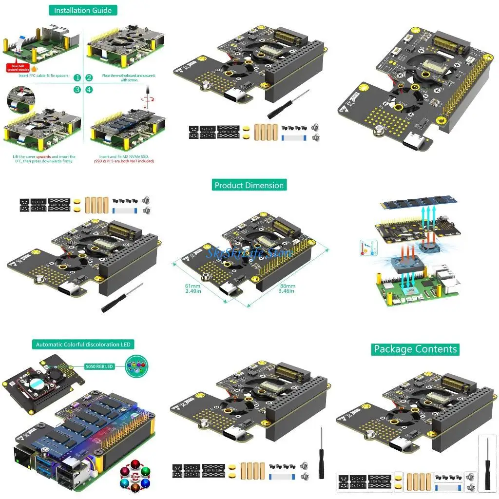 

E65E NVMe to PCIe Adapter For mKey 2230-2280 Wide Compatibility for RPi