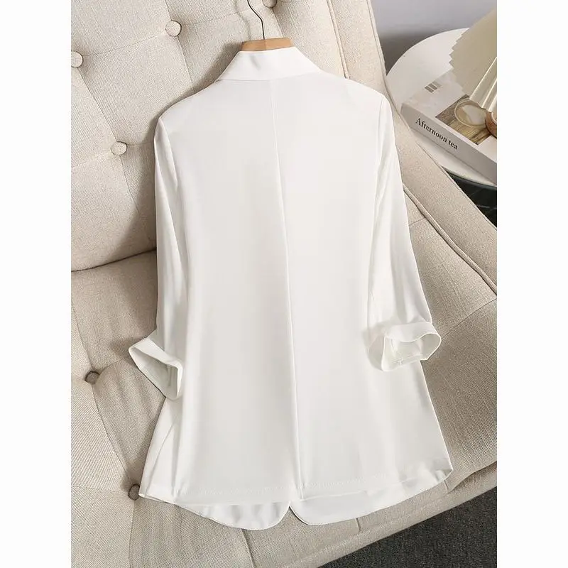 الأبيض الصيف رقيقة رداء غير رسمية Jaet المرأة حجم صغير 2024 جديد سبعة Sve بلوزة من الشيفون الإنتاج الصيني السيدات Faion