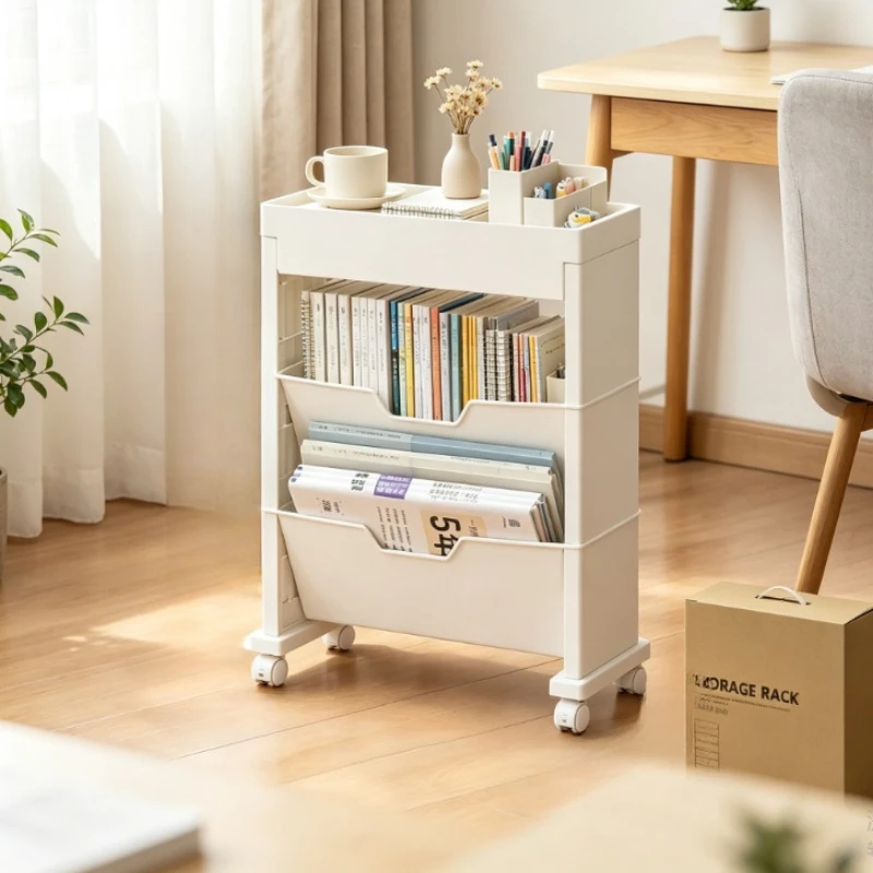 Rolling Book Display Rack with Extra Large Capacity Sturdy Storage Organizer for Kids Bedroom Classroom and Reading Corner