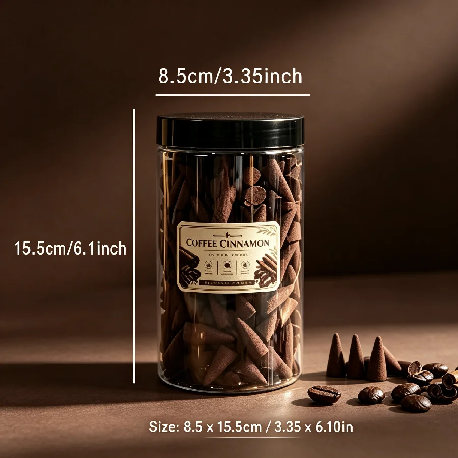 Conos de incienso con aroma natural a café y canela, ideales para decorar el hogar, el dormitorio o la sala de estar, y como regalo perfumado.