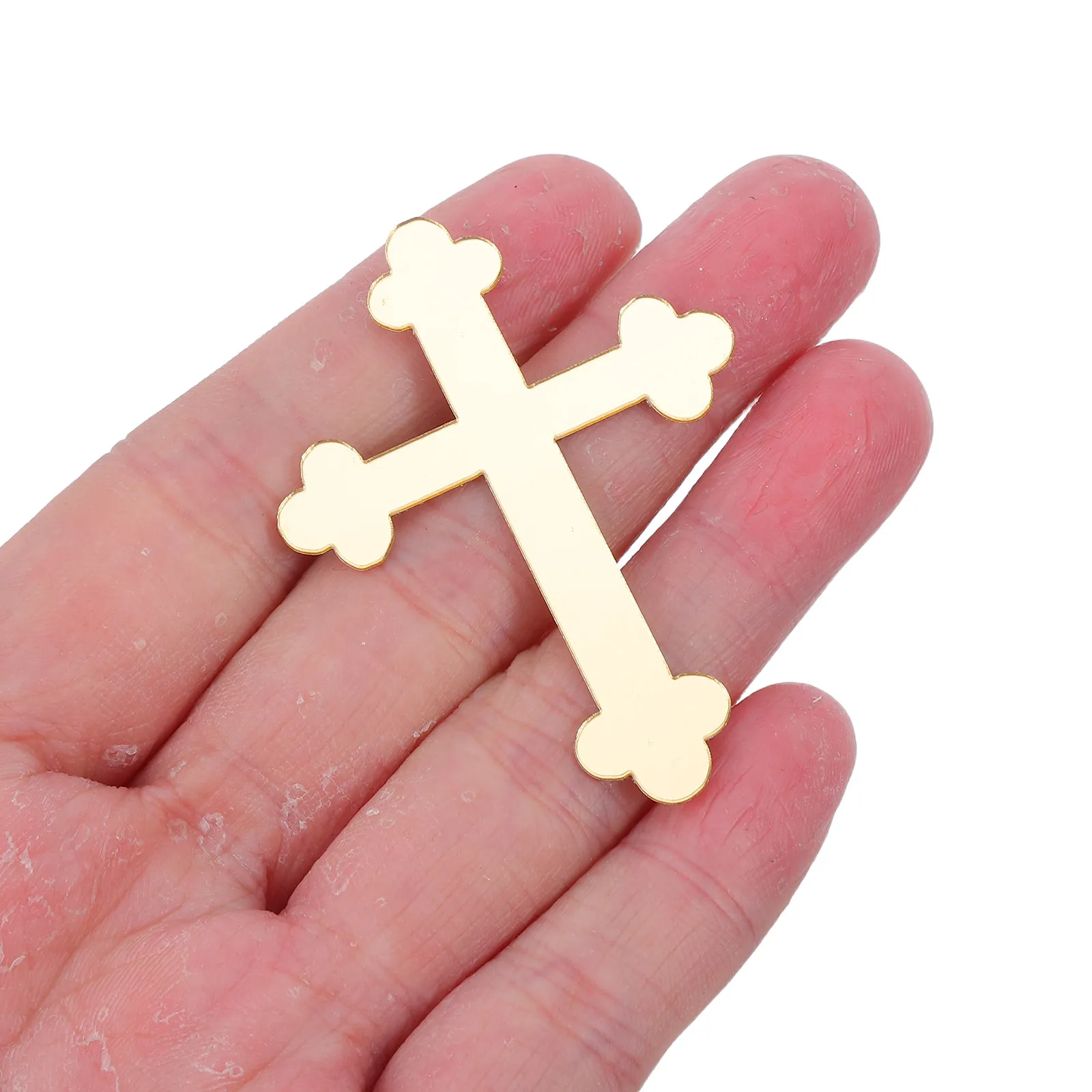 

10Pcs Gold Acrylic Cross Cake Toppers for Baptism Wedding Anniversary Cupcake Decorations Religious Celebration Cake Decorating