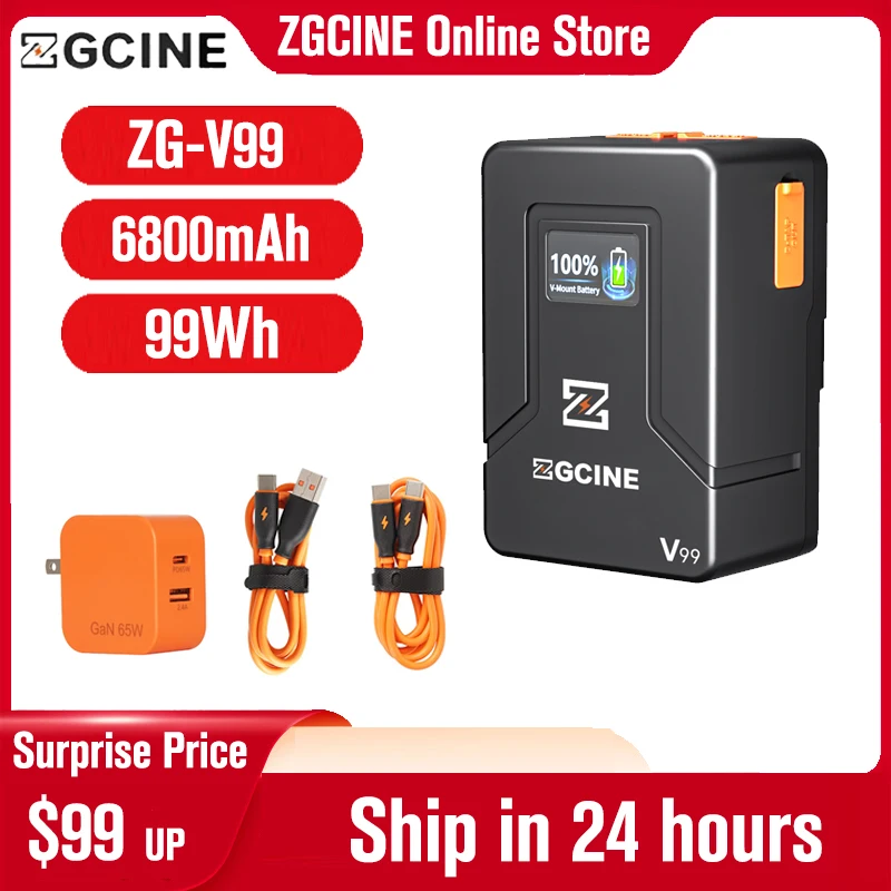 ZGCINE ZG V99 V Mount Battery ZG-V99 V-Lock Lithium Battery Power Bank for DSLR Cameras Video Lights Smartphones Laptops Monitor