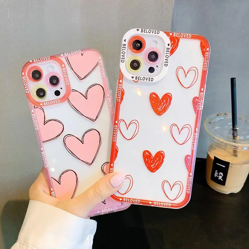 Case For Xiaomi Mi 11T Lite 5G Poco X3 X5 X3GT M3 M4 Pro X4NFC  cover Plaid Love Heart Soft Silicone Capa Cute