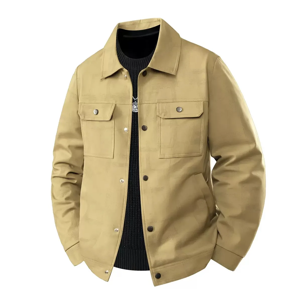 

Autumn and Spring New Fashion Solid Color American Vintage Jacket Men's Casual Loose Sports Plus Size High Quality Outerwear