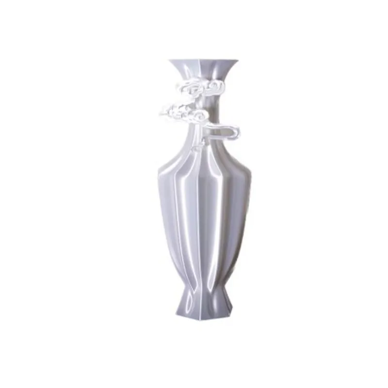 

Home decoration 3D printing silver bamboo vase, new Chinese style, high-end light luxury living room ornament