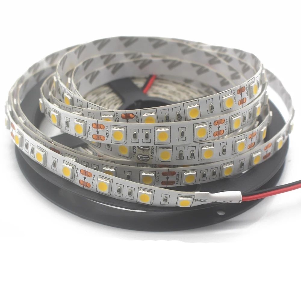 DC12V 1M 5M SMD 5050 RGB white Waterproof 300 LED Flexible 3M Tape Strip Light