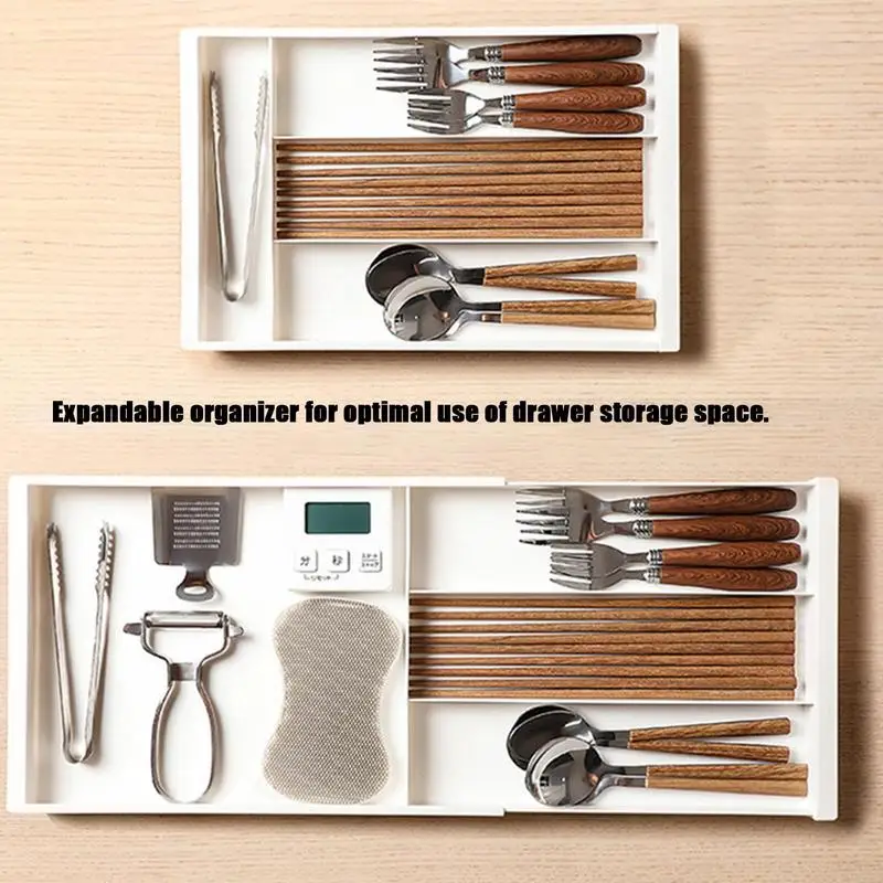 

Retractable Cutlery Kitchen Utensil Drawers Organizer Block Holder Divider Box Knives Forks Spoon Bottle Storage Tray