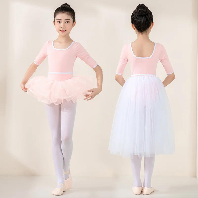 Crianças vestido de dança ballet formação vestido outono manga média bodysuit menina ballet dança chinesa corpo roupas