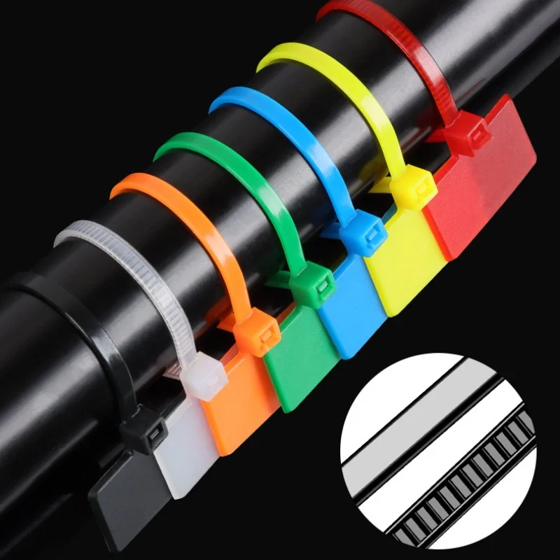 100pcs 4*150mm Nylon Cable Ties Tag Labels Plastic Loop Ties Markers Cable Tag Self-locking Zip Ties
