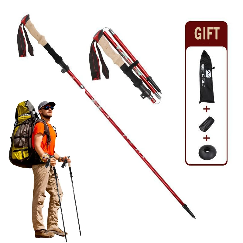 Bastón de trekking telescópico multifuncional de aluminio: duradero para senderismo, senderismo, acampada, pesca y actividades al aire libre
