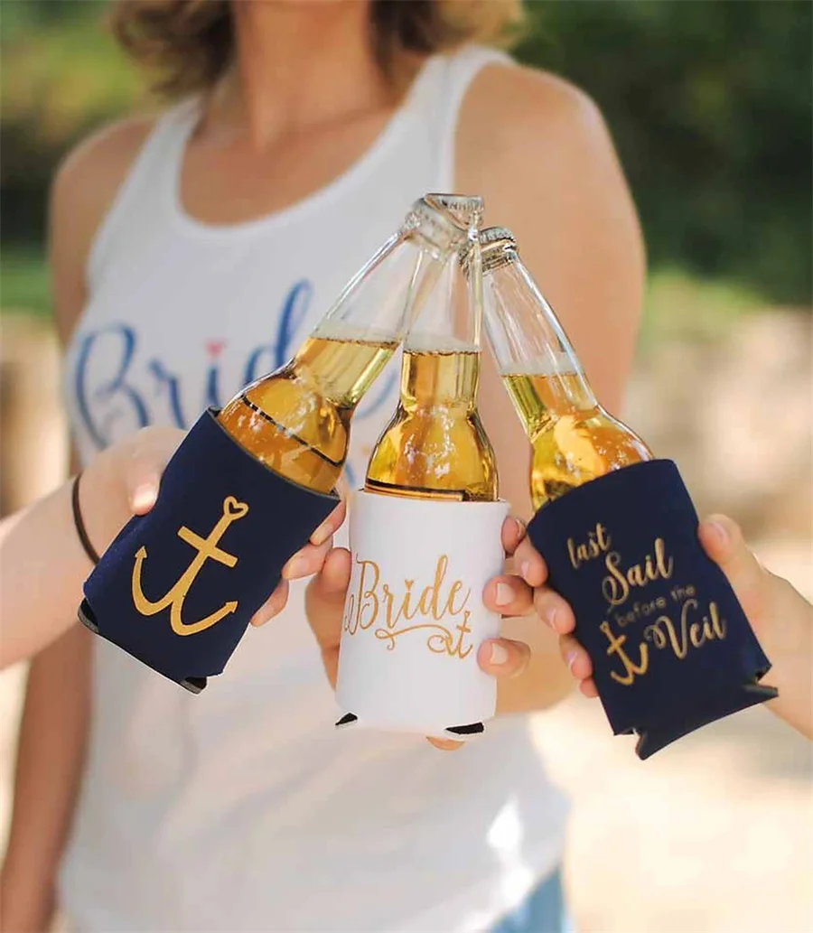 

Bachelorette Party Favors - Last Sail Before the Veil Can Cooler Package, Last Sail Before the Veil + Bride Can Coolers