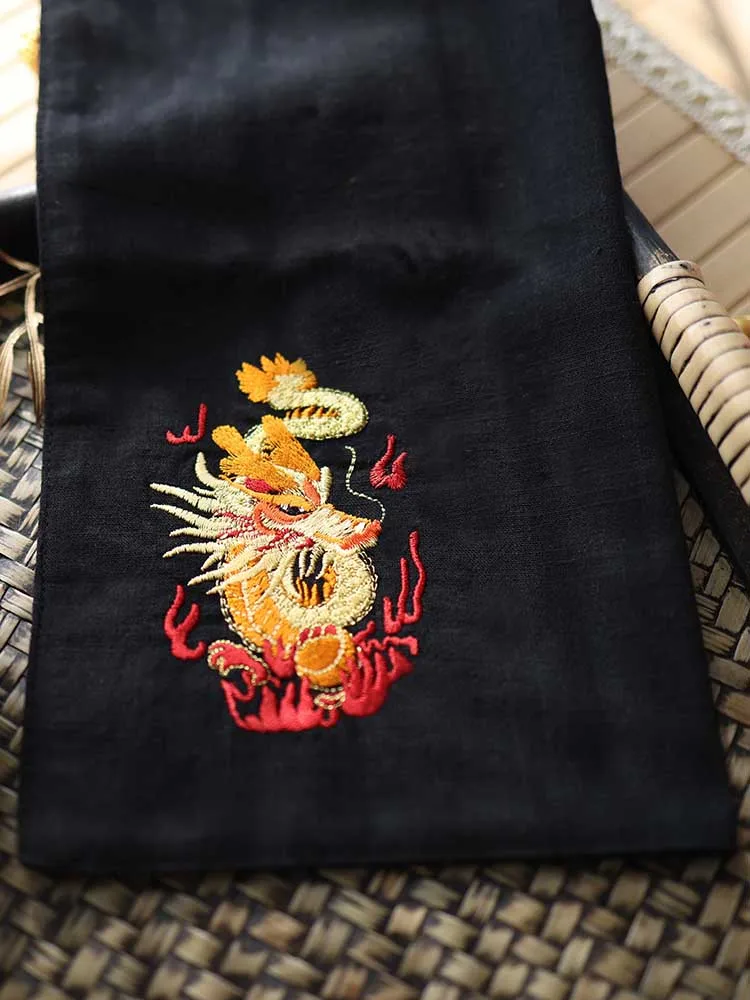 Chinese Style Year Of The Dragon Embroidery 100 Pct Cashmere Handkerchief For Men Women Custom Portable Multicolor New Year Gift