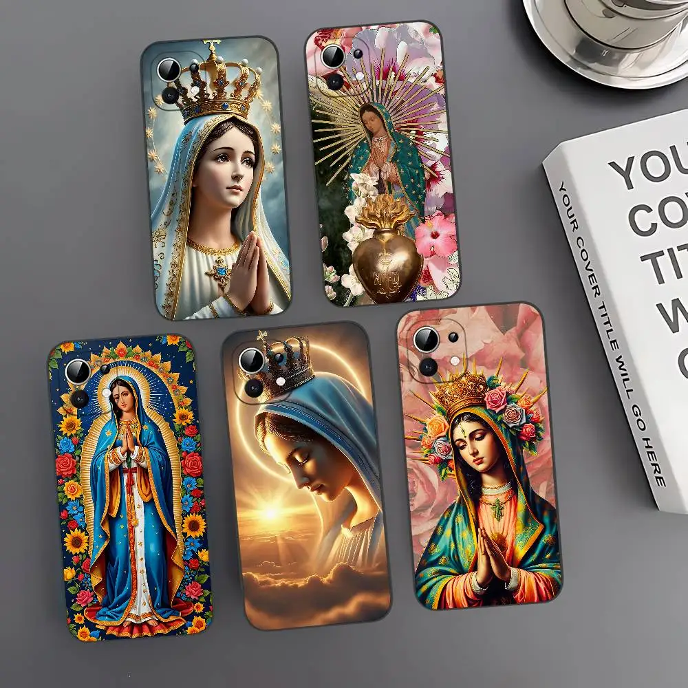 

Virgin De Guadalupe Virgen Mary Slim Black Phone Case: Snug Fit For Xiaomi 12,11,12S Ultra & Redmi Note 11,10T,9,9A,8Pro,8T,5G
